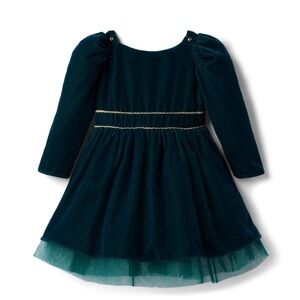 Janie and Jack Teal Velvet Dress and headband